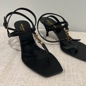 YSL Vitti Logo Sandal - Black Size 37 1/2